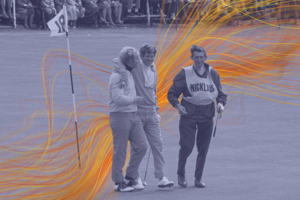 Jack Nicklaus and Doug Sanders following their play-off in 1970